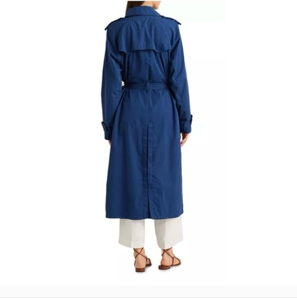 NWT Lauren Ralph Lauren Featherweight Twill Trench Coat Indigo Sail Blue - 4 - Picture 6 of 8